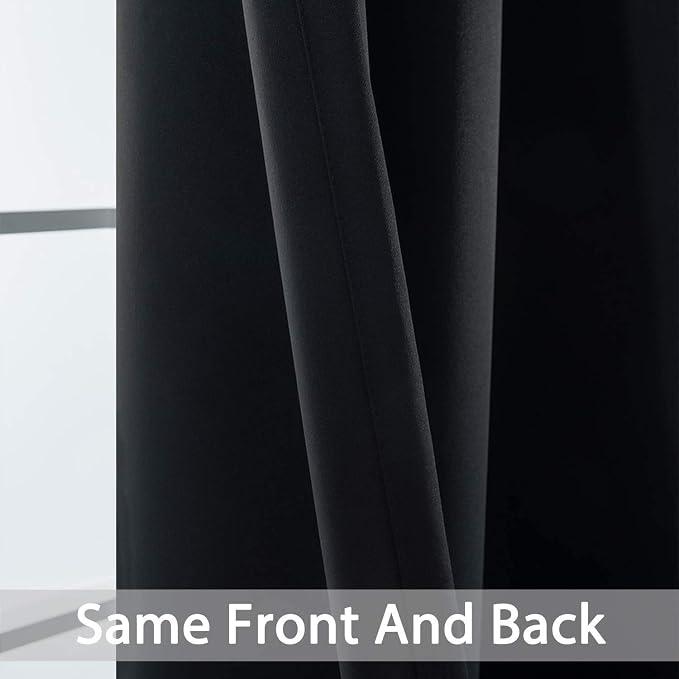 Yakamok Room Darkening Curtains 52x108 inch Length Black-Living Room | 2 panels,grommet blackout window treatment,thermal insulated,light blocking drapes,privacy protection,bedroom dining room