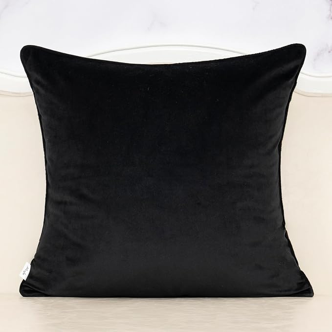 Alerfa Black Floral Throw Pillow Cover 20 x 20 Inch Cut Velvet Sqaure Luxury Decorative Pillow Cover for Couch Living Room Bedroom