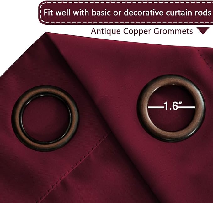 H.VERSAILTEX Blackout Patio Curtains 100 x 90 Inches for Sliding Door Extral Wide Blackout Curtain Panels Christmas Decor for Living Room - Grommet Top, 7.5' Tall by 8.3' Wide - Burgundy