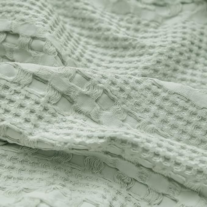 PHF 100% Cotton Waffle Pillow Shams King Size, 2 Pack 20" x 36" Soft Skin-Friendly Pillowcases, No Filling, Aesthetic Woven and Breathable Waffle Weave Pillow Case Covers for Bed, Mint Green