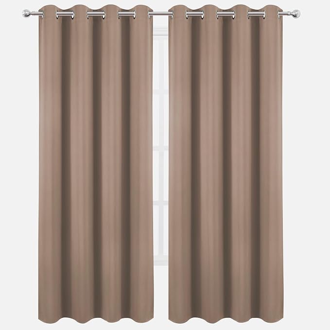 Blackout Curtains 52 x 120 Inch Long Cappuccino Curtains Set of 2 Panels Room Darkening Curtains for Bedroom and Living Room