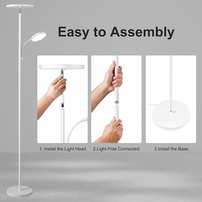 SUNMORY Floor Lamps for Living Room，LED Standing Lamp with Remote Control | 48W/4200LM Super Bright, 69" Tall Floor Lamp with Stepless Dimmable, Modern Torchiere Reading Lamp for Bedroom, Office
