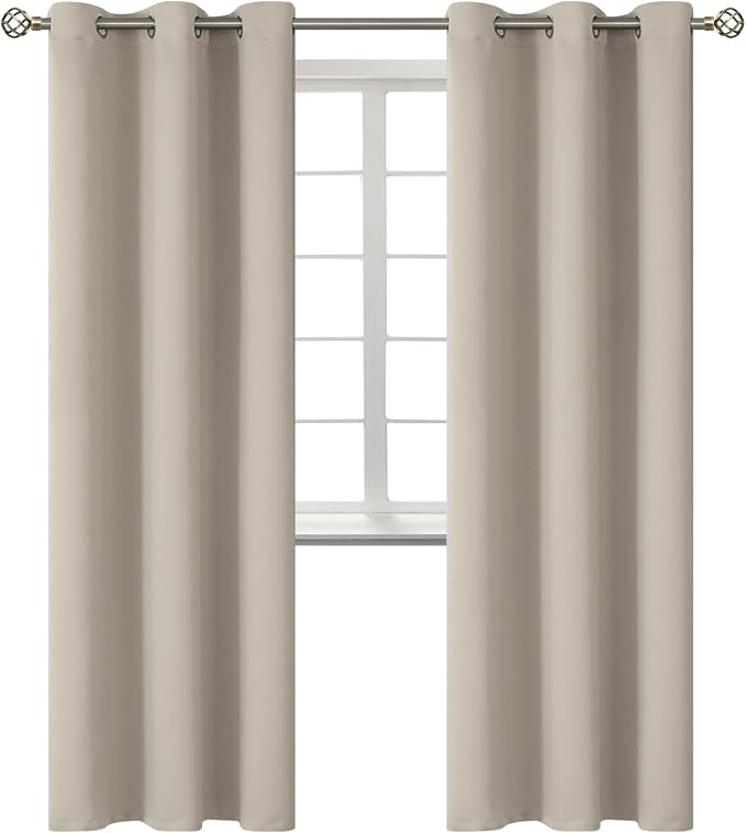 BGment Camel Room Darkening Curtains 84 Inch for Living Room - 2 Panels | Grommet Top, Light-Blocking, Sunblock, Thermal Insulated, Window Drapes for Bedroom, 38x84 Inch