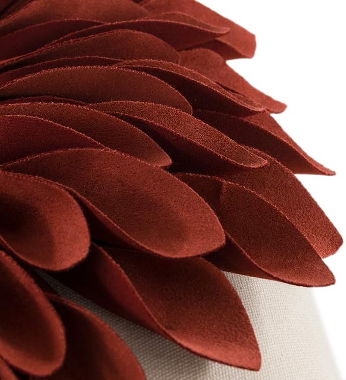 OiseauVoler 3D Sunflower Throw Pillow Covers Decorative Floral Pillowcases Cushion Cases Home Sofa Bed Guest Room Decor Rust Red 18x18 Inches
