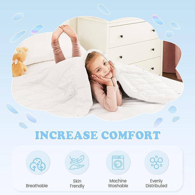 Weighted Blanket - 5 lbs White Heavy Blanket - Small Size Breathable Lap Blanket(36"x48", 5 lbs)