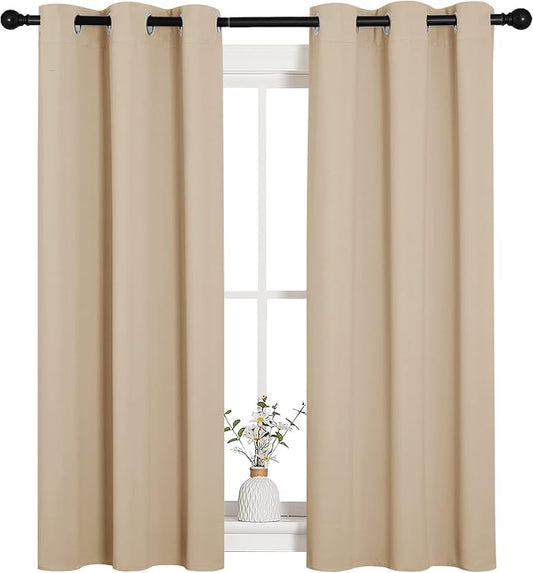 NICETOWN Room Darkening Draperies Window Curtain Panels, Thermal Insulated Grommet Room Darkening Curtains for Bedroom (Biscotti Beige, 2 Panels, W34 x L54 -inch) | Room Darkening Thermal Insulated Grommet Draperies Window Panels, Light Blocking Noise ...