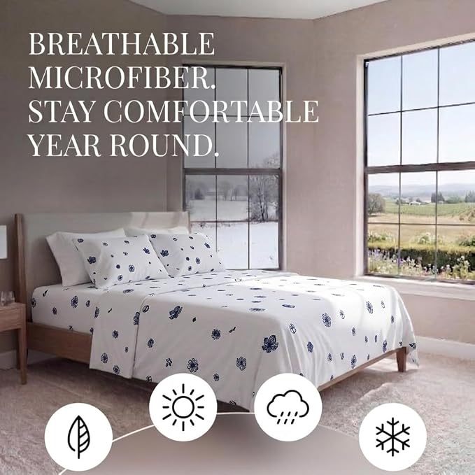 Linen Market 4 Piece California King Bedding Sheet Set (Navy Blue) - Sleep Better Than Ever with These Ultra-Soft Cooling Bed Sheets for Your California King Size Bed - Deep Pocket Fits 16" Mattress