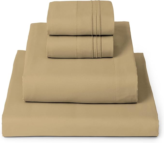 Mellanni Iconic 4-Piece, Ultra Soft Sheet Set (Queen, Gold) | 10M+ Sleepers. Lab-tested: Sleeps Cool, Stays Bright, Strong, Smooth. Good Housekeeping Best Bedding, 7 yrs running.