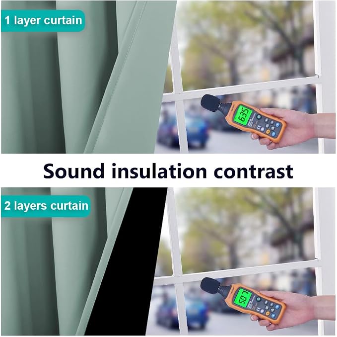 NICETOWN 100% Blackout Curtains 84 inches Long, Seafoam Green, 52 inches Wide, Pair of Energy Smart & Noise Blocking Out Drapes for Baby Room Window, Thermal Insulated Guest Room Lined Window Dressing