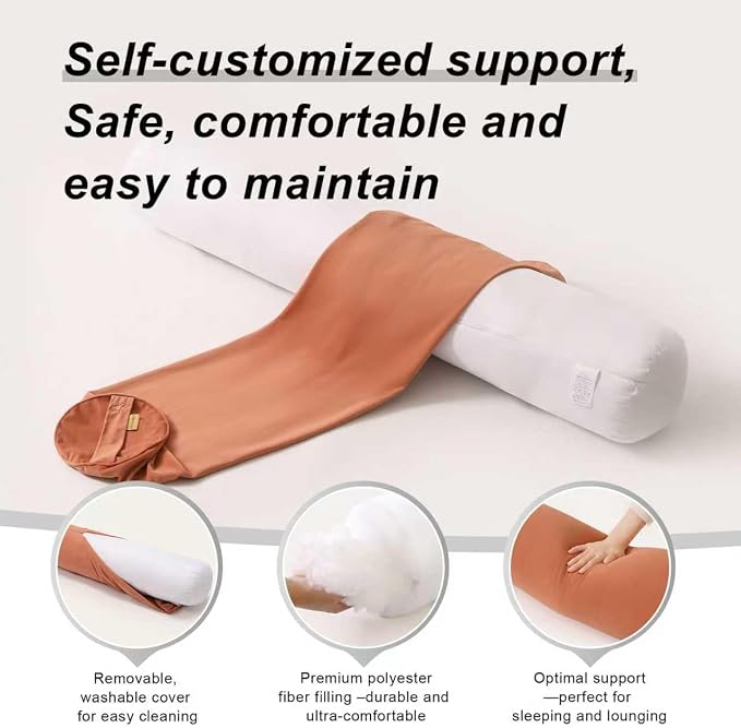 Body Pillow for Adults,Long Round Pillow,Big Cylindrical Pillow,Large Full Bolster Pillows for Side Sleepers (Amber Orange, 47.24"*7.87")