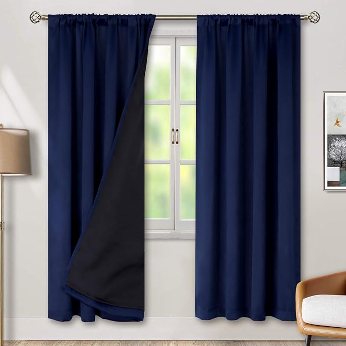BGment Navy Blackout Curtains for Bedroom 84 Inch Length 2 Panels | Thermal Insulated, Room Darkening Curtains, Rod Pocket Soundproof, Living Room Window Curtains, 38 x 84 Inch