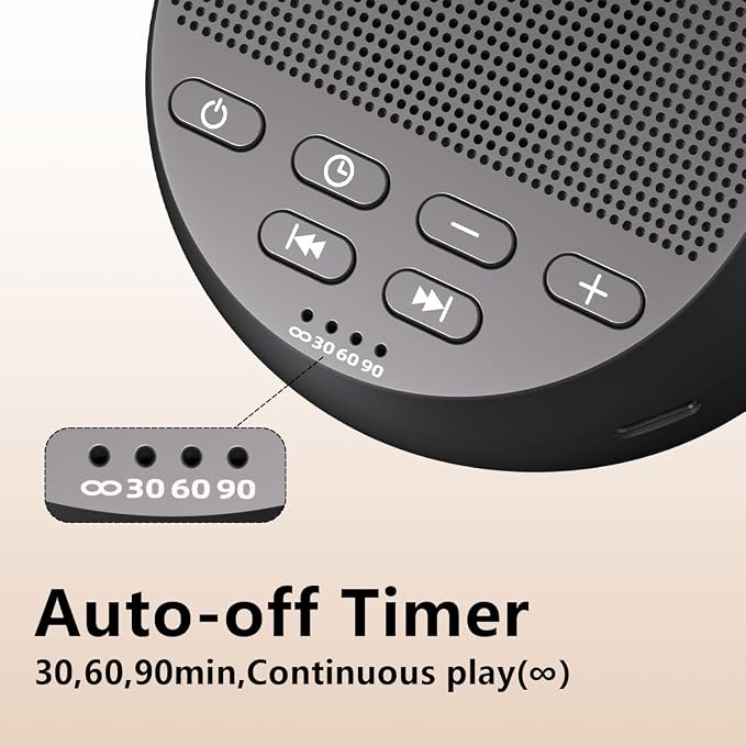 Portable Sound Machine White Noise Machine Nonstop 30 Soothing Sounds for Baby Kids Adults Pink Noise Sleep Machine 36-Level Vol Auto-Off Timer Memory Function for Home Travel Office