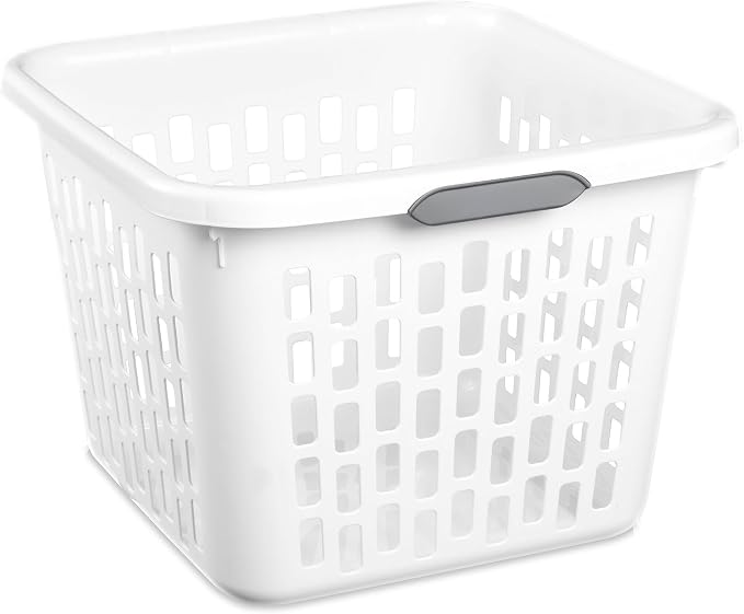 Sterilite Square Laundry Basket, Plastic Clothes Hamper, 12 Pack | 1.5 Bushel Capacity, White, Large Bin with Comfort Grip Handles and Reinforced Rim