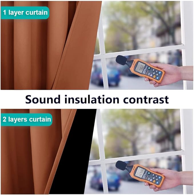 NICETOWN Burnt Orange Blackout Curtains for Kitchen 52" w x 63" L 2 Panels | 100% Room Darkening Lined 2 Thick Layers Completely Light Blocking Window Treatment Thermal Insulated Drapes for Bedroom