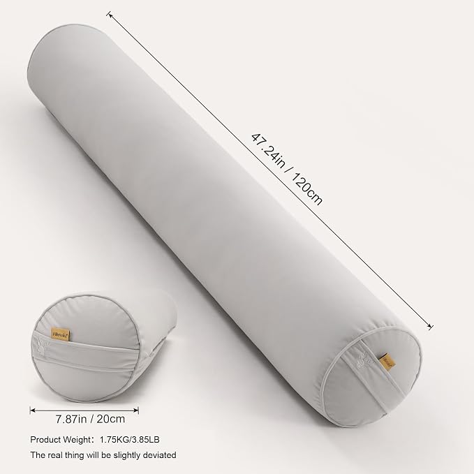Body Pillow for Adults,Long Round Pillow,Big Cylindrical Pillow,Large Full Bolster Pillows for Side Sleepers (Silver Gray, 47.24"*7.87")