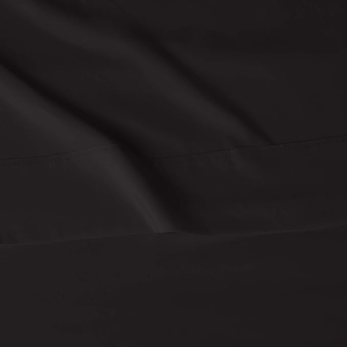 Amazon Basics Lightweight Super Soft, Breathable, Wrinkle Resistant, Machine Washable Microfiber 4 Piece Bed Sheet Set with 14-Inch Deep Pockets, King, Black, Solid