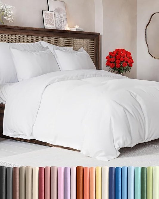 Duvet Cover Oversized King Size - 3 Piece with Zipper Closure - White | Soft, Breathable, Oversized King Duvet Cover 120" x 98" with 2 Pillow Shams, Zipper Closures & Ties, Women, Men, Kids & Teens