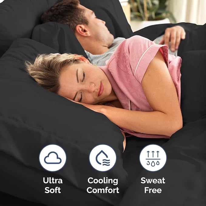 Extra Deep Full Sheet Set - 4 Piece Breathable & Cooling Bed Sheets - Black | Easily Fits 18 to 24 inch Mattress - Ultra Soft, Wrinkle & Fade Free with Extra Deep Pockets - Comfy Hotel Luxury Bedding