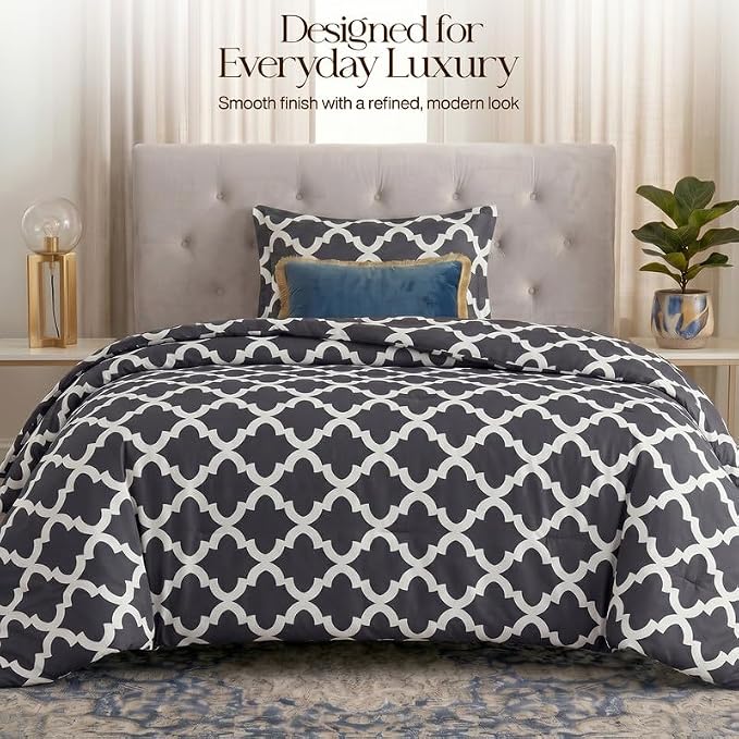 Utopia Bedding 2 Pc Twin Comforter Set, Printed Comforter, Grey | Comforter Set Includes Comforter (64x88) Inches, 1 Sham (20x26) Inches. Soft Microfiber Down Alternative, Machine Washable.
