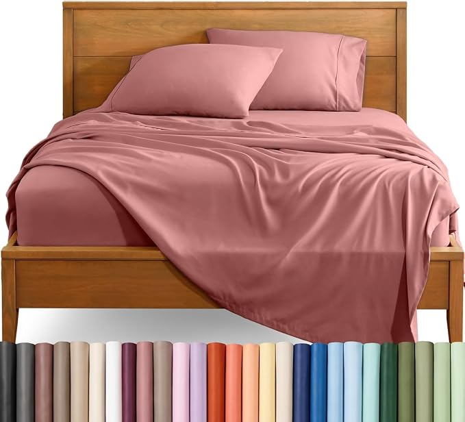 Bare Home Cal King Sheet Set - 1800 Ultra-Soft (Cal King, Dusty Rose) | Deep Pockets 6 to 15 Inches, Breathable, Hypoallergenic, Hotel Luxury, Easy Fit, Soft, All-Season