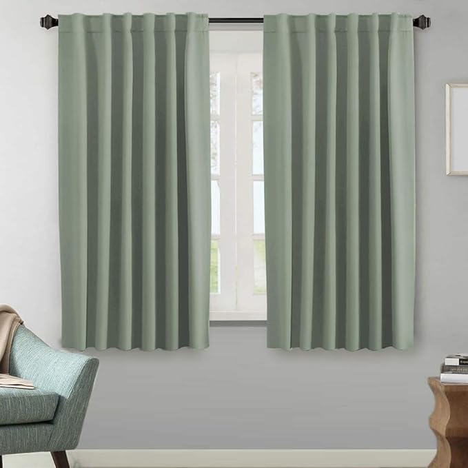H.VERSAILTEX Blackout Curtains Thermal Insulated Window Treatment Panels Room Darkening Blackout Drapes for Living Room Back Tab/Rod Pocket Bedroom Draperies (2 Panels, Cyan, 52 x 63 Inch)