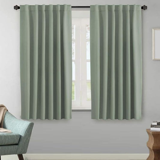 H.VERSAILTEX Blackout Curtains Thermal Insulated Window Treatment Panels Room Darkening Blackout Drapes for Living Room Back Tab/Rod Pocket Bedroom Draperies (2 Panels, Cyan, 52 x 63 Inch)