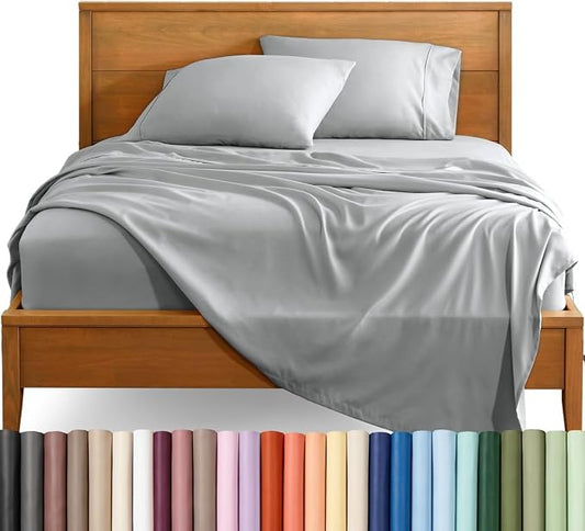 Bare Home Cal King Sheet Set - 1800 Ultra-Soft (Cal King, French Grey) | Deep Pockets 6 to 15 Inches, Breathable, Hypoallergenic, Hotel Luxury, Easy Fit, Soft, All-Season