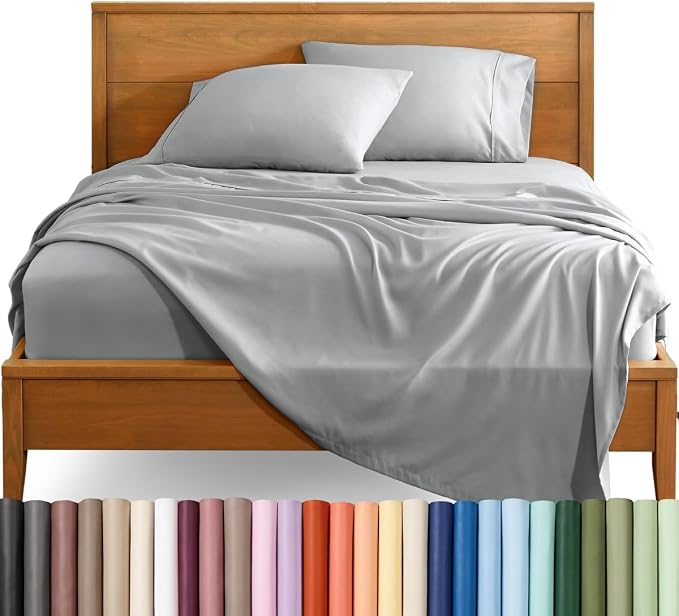 Bare Home Queen Sheet Set - 1800 Ultra-Soft (Queen, French Grey) | Deep Pockets 6 to 15 Inches, Breathable, Hypoallergenic, Hotel Luxury, Easy Fit, Soft, All-Season