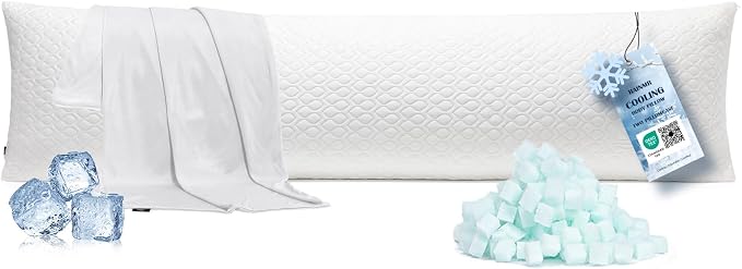 Extra Long Body Pillow Memory Foam 180x50cm – Firm King Size Body Pillows for Adults – with Cooling Cover 21 x 72 inches