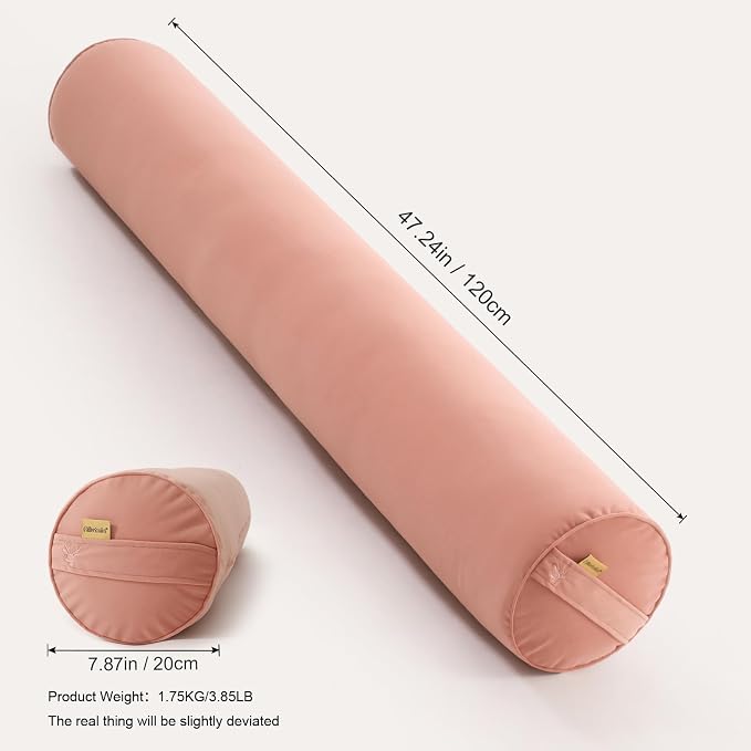 Body Pillow for Adults,Long Round Pillow,Big Cylindrical Pillow,Large Full Bolster Pillows for Side Sleepers (Blush Pink, 47.24"*7.87")