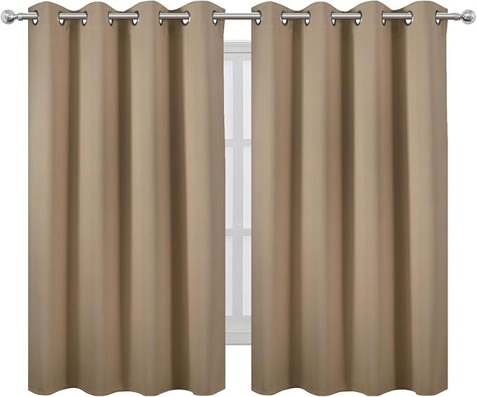Natural Thermal Blackout Curtains/52 x 54 Inch/Set of 2 Panels Room Darkening Curtains for Bedroom