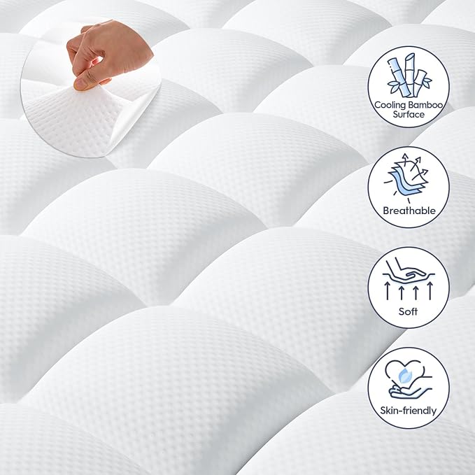 ELEMUSE RV Short Queen 3 Inch Dual Layer Memory Foam Mattress Topper | 2 Inch Cooling Gel Memory Foam and 1 Inch Soft Pillow Top Mattress Pad for Back Pain Relief,60"x75"