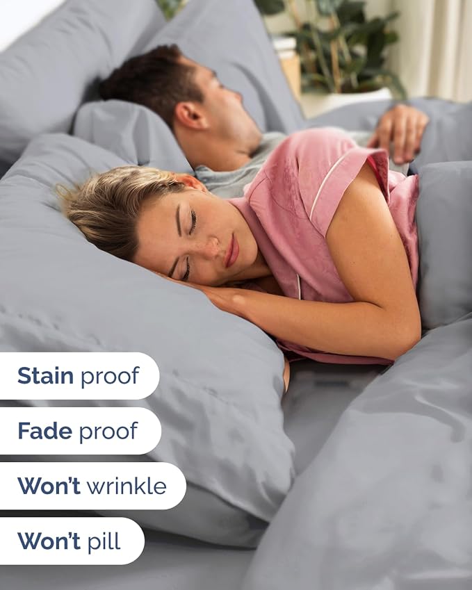 Extra Deep Flex Top Split Head King Sheet Set - 6 Piece Breathable and Cooling Sheets - Hotel Luxury Bedding for Women, Men, Kids & Teens - Easy Secure Fit - Extra Deep Pockets - Steel Blue