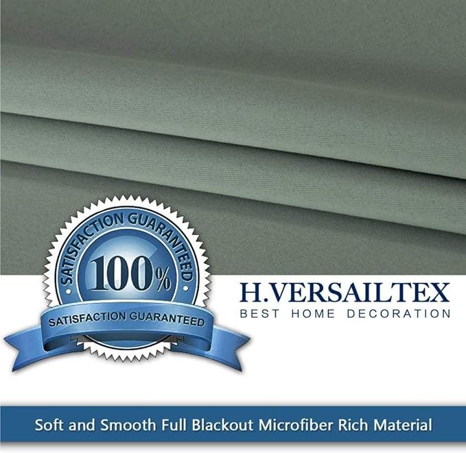 H.VERSAILTEX Blackout Patio Curtains 100 x 90 Inches for Sliding Door Extral Wide Blackout Curtain Panels Thermal Insulated Room Divider - Grommet Top, 7.5' Tall by 8.3' Wide - Light Sage