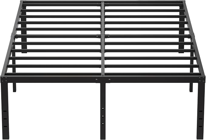 EMODA 20 Inch Queen Bed Frame No Box Spring Needed | Heavy Duty Metal Tall Platform Bed Frame Queen Size with Large Storage Space, Easy Assembly, Black