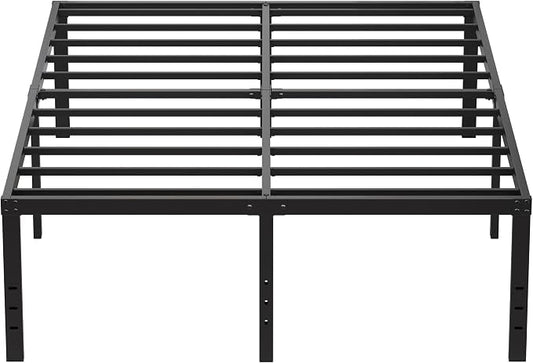 EMODA 20 Inch Queen Bed Frame No Box Spring Needed | Heavy Duty Metal Tall Platform Bed Frame Queen Size with Large Storage Space, Easy Assembly, Black