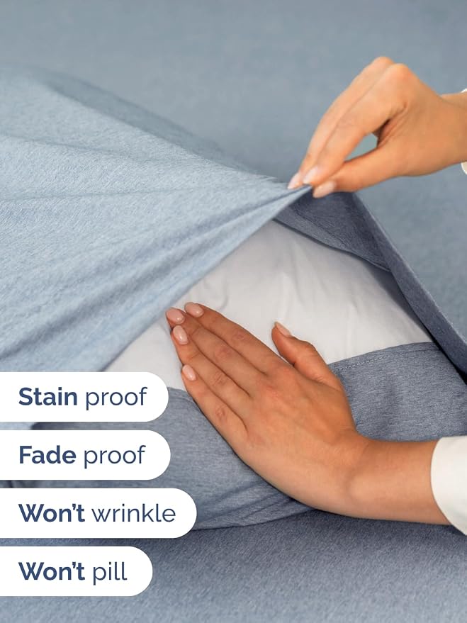 Extra Deep Full Sheet Set - 4 Piece Breathable & Cooling - Heathered Blue | Easily Fits 18 to 24 inch Mattress - Ultra Soft, Wrinkle & Fade Free with Extra Deep Pockets - Comfy Hotel Luxury Bedding