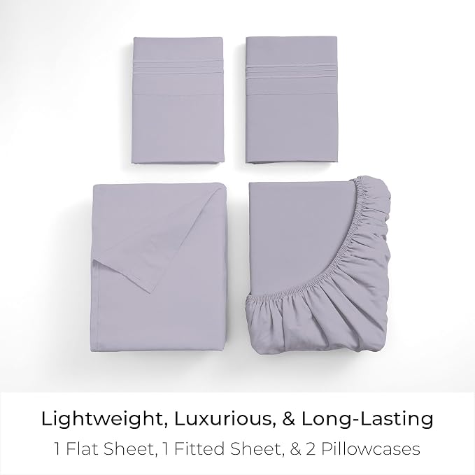 Mellanni Iconic 4-Piece, Ultra Soft Sheet Set (California King, Lavender) | 10M+ Sleepers. Lab-tested: Sleeps Cool, Stays Bright, Strong, Smooth. Good Housekeeping Best Bedding, 7 yrs running.