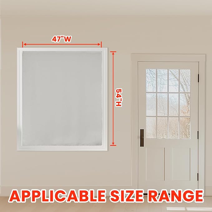 AJAZZ 100% Blackout Stick Curtain Portable Black Out Curtains Adhesive Curtains for Bedroom Living Room No Drilling (White, 47" W x 54" L 1 Panel)