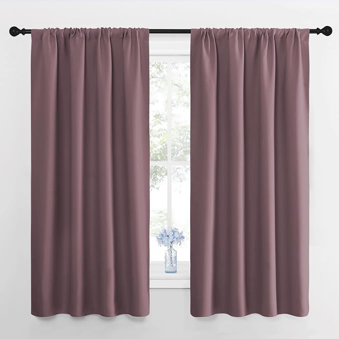 NICETOWN RV Blackout Curtains for Camper Windows, Dry Rose, 29" Wide by 50" Long, 2 PCs, Short Blackout Curtains & Drapes, Thermal Insulated Blackout Curtain Panels for Kids Room, Play Room