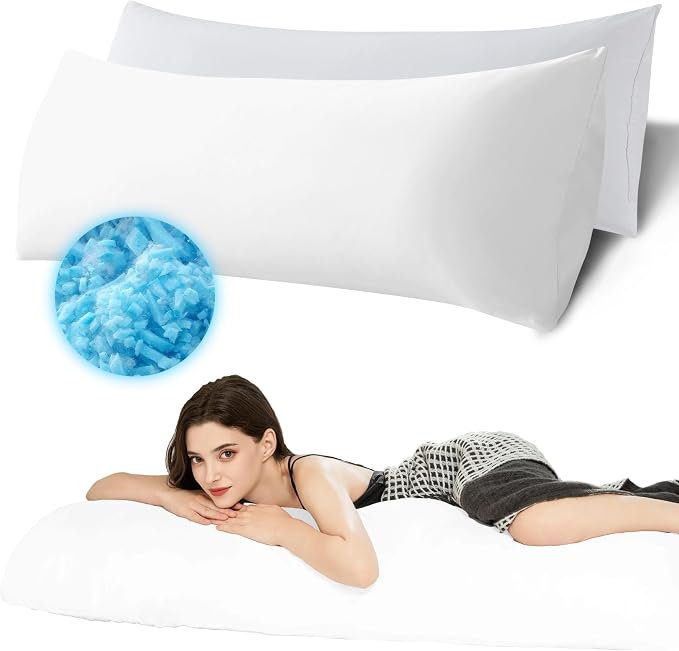 Ubauba Memory Foam Body Pillow with Cover, Full Large Body Pillows Insert for Adults with Envelope Closure Pillowcase, Firm & Fluffy Long Bed Pillows for Sleeping (20x54 inch, Pure White)