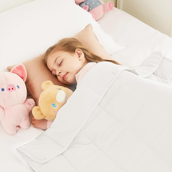 Weighted Blanket - 5 lbs White Heavy Blanket - Small Size Breathable Lap Blanket(36"x48", 5 lbs)