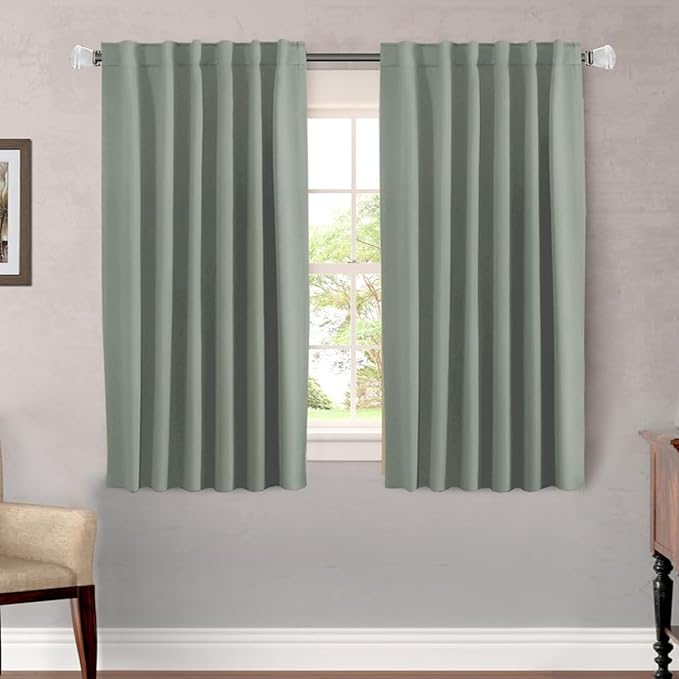 H.VERSAILTEX Blackout Curtains Thermal Insulated Window Treatment Panels Room Darkening Blackout Drapes for Living Room Back Tab/Rod Pocket Bedroom Draperies (2 Panels, Cyan, 52 x 54 Inch)