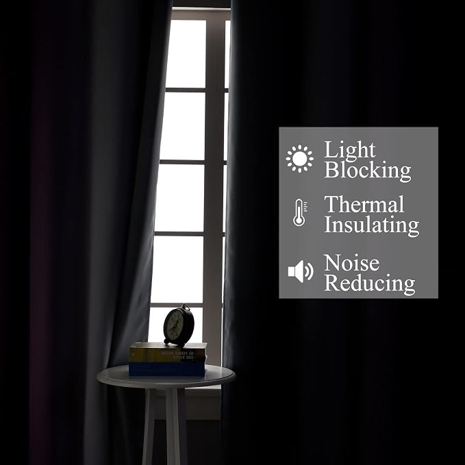 Purple and Grey Ombre Blackout Curtains for Bedroom 52Wx72L Inch 2 Panels | Estelar Textiler Light Blocking,Room Darkening,Thermal Insulated Grommet Drapes with Wavy Line Pattern for Kids Living Room