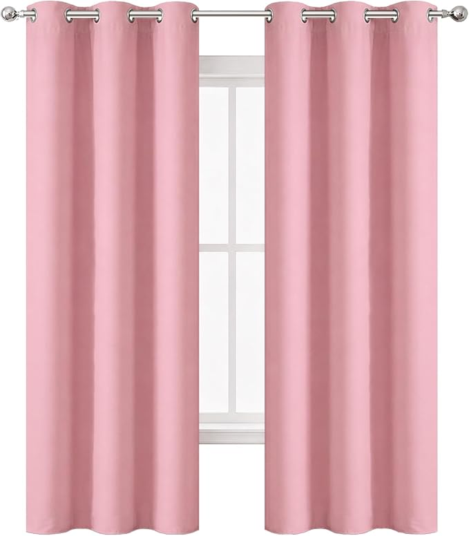 Blackout Curtains 42 x 95 inch/Pink Curtains Set of 2 Panels/Thermal Insulated Room Darkening Bedroom Curtains