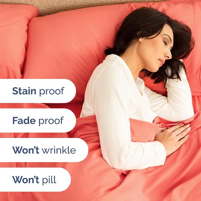 Extra Deep Twin Sheet Set - 3 Piece Breathable & Cooling Bed Sheets - Coral | Easily Fits 18 to 24 inch Mattress - Ultra Soft, Wrinkle & Fade Free with Extra Deep Pockets - Comfy Hotel Luxury Bedding