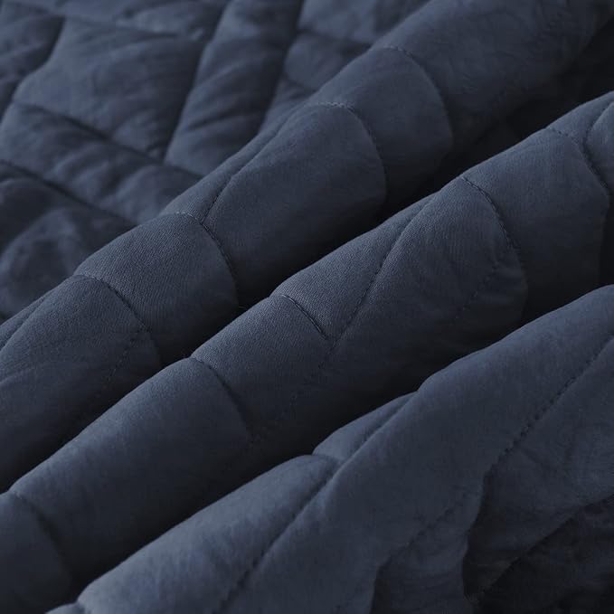 HORIMOTE HOME Quilt Set King Size Navy Blue, Classic Geometric Diamond Stitched Pattern, Ultra Soft Lightweight Bedspread Coverlet for All Season 3 Pieces(1 Quilt and 2 Pillow Shams)