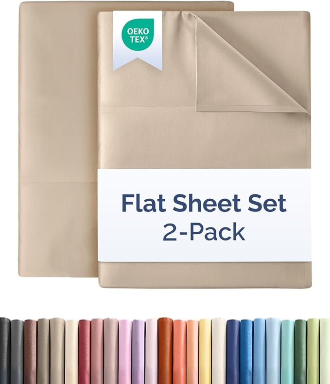 Queen Flat Sheet - Single Top Flat Sheet Only - Soft & Cooling - Cream | Hotel Luxury Top Flat Sheet Only, Ultra-Soft, Breathable & Cooling, Fade & Wrinkle Free, Easy-Care, Stain & Shrink Resistant