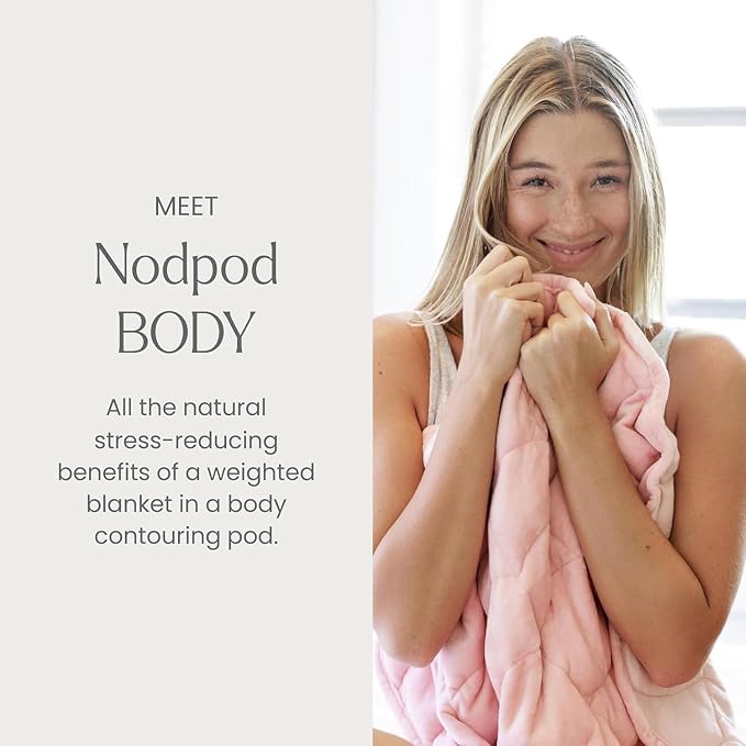 nodpod Body 6.5lb Patented Compact Weighted Blanket | Perfect for Relaxation, Lounging, Napping, Sleeping & Travel, Glass Bead Filled, Machine Washable, 29" x 24", Blush Pink