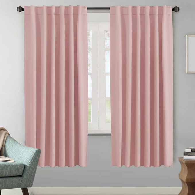 H.VERSAILTEX Blackout Curtains Thermal Insulated Window Treatment Panels Room Darkening Blackout Drapes for Living Room Back Tab/Rod Pocket Bedroom Draperies (2 Panels, Baby Pink, 52 x 72 Inch)